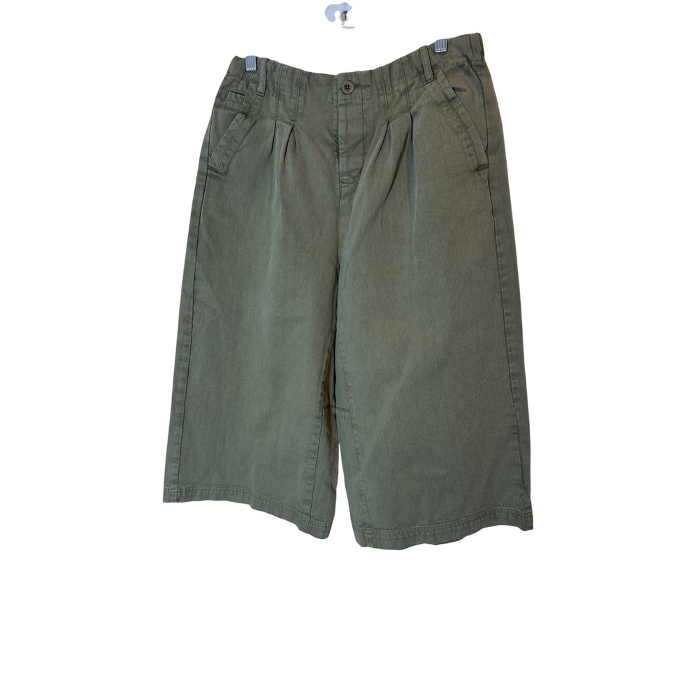 Free People Shorts Womens Size 2 Green Twill Culotte Elastic Waist‎ Casual